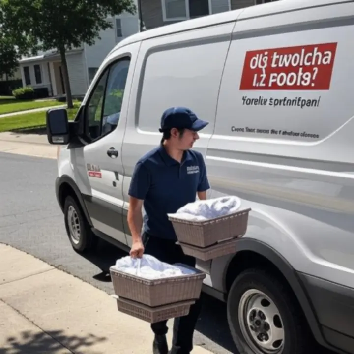 Samochód dostawczy pralni realizujący odbiór i dostawę prania